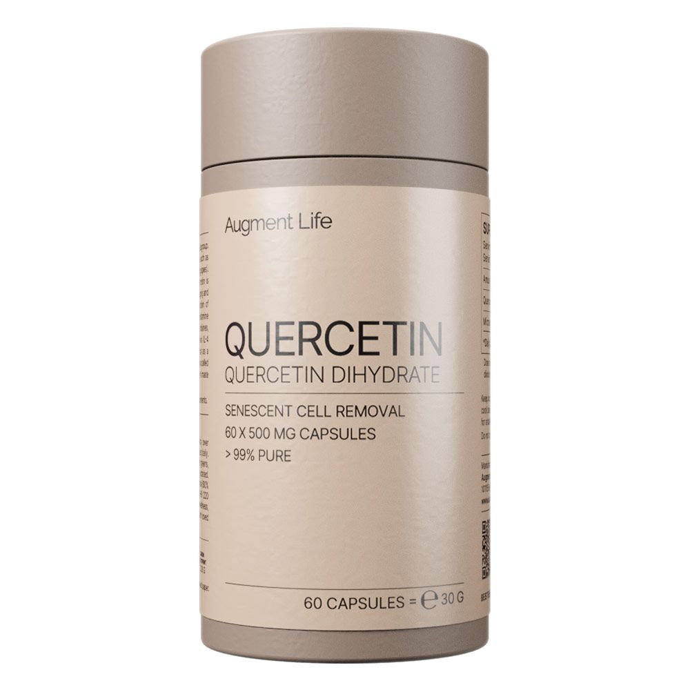 Bouteille de capsules de Quercétine Dihydrate, 60 x 500 mg, >99% pur.