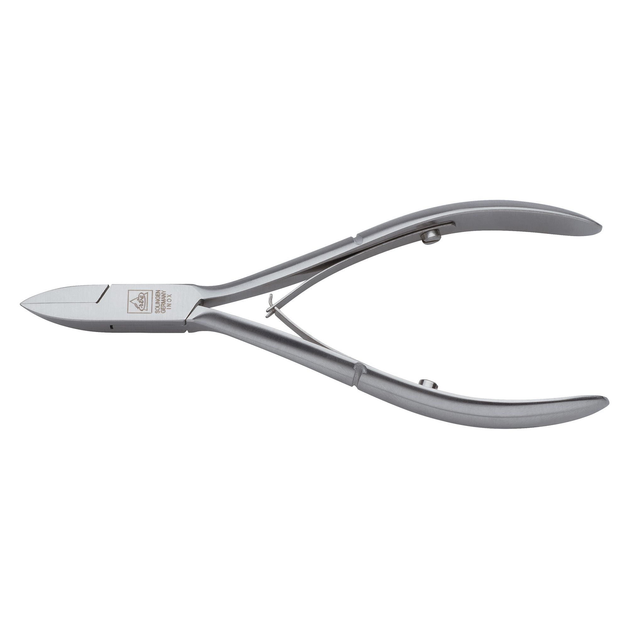 Hoeknageltang, zilverkleurig. Merk ERBE. Metaal. Ergonomische handgrepen. Bladen voor precieze snede.