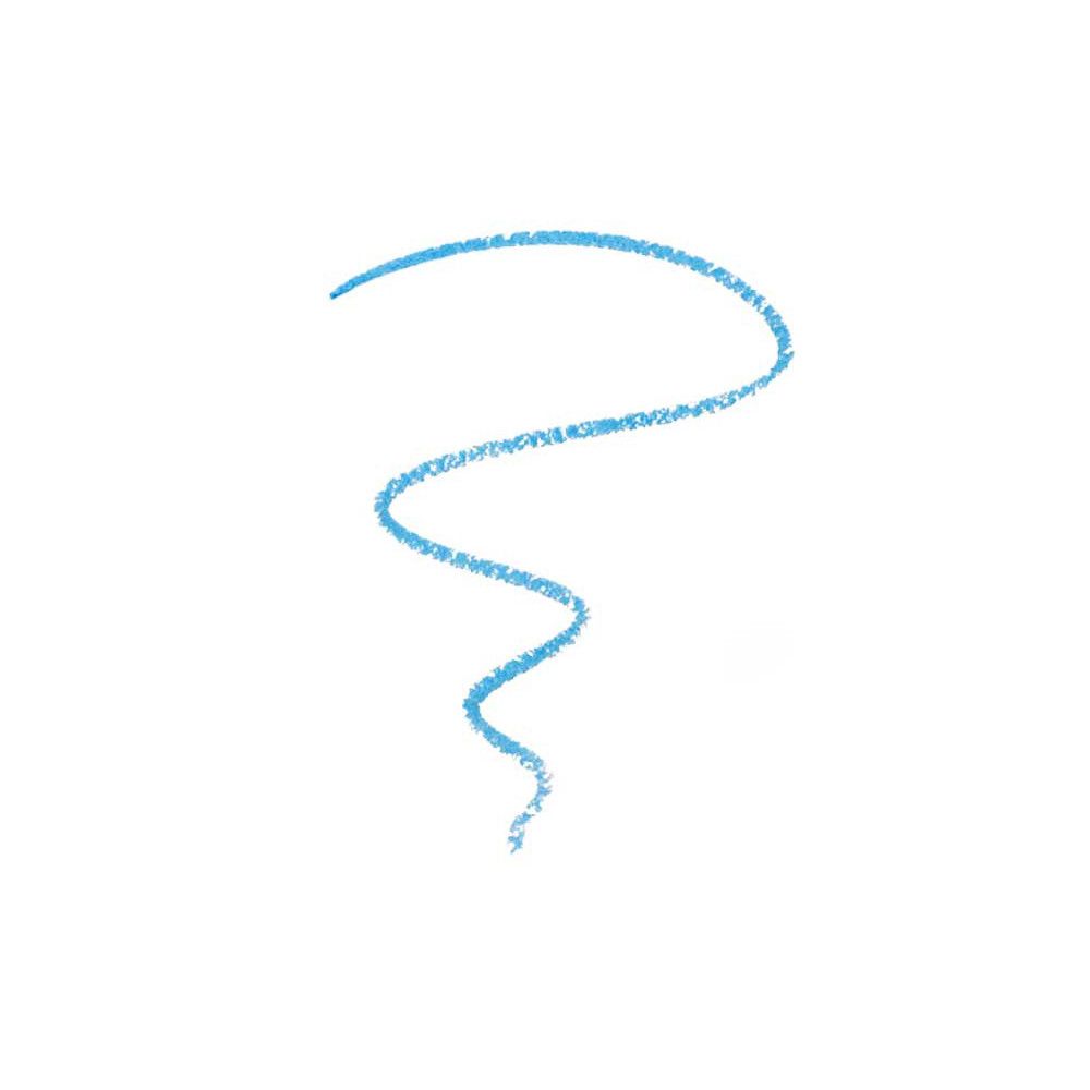 Trait bleu clair, ondulé, sur fond blanc. Forme de point d'interrogation.