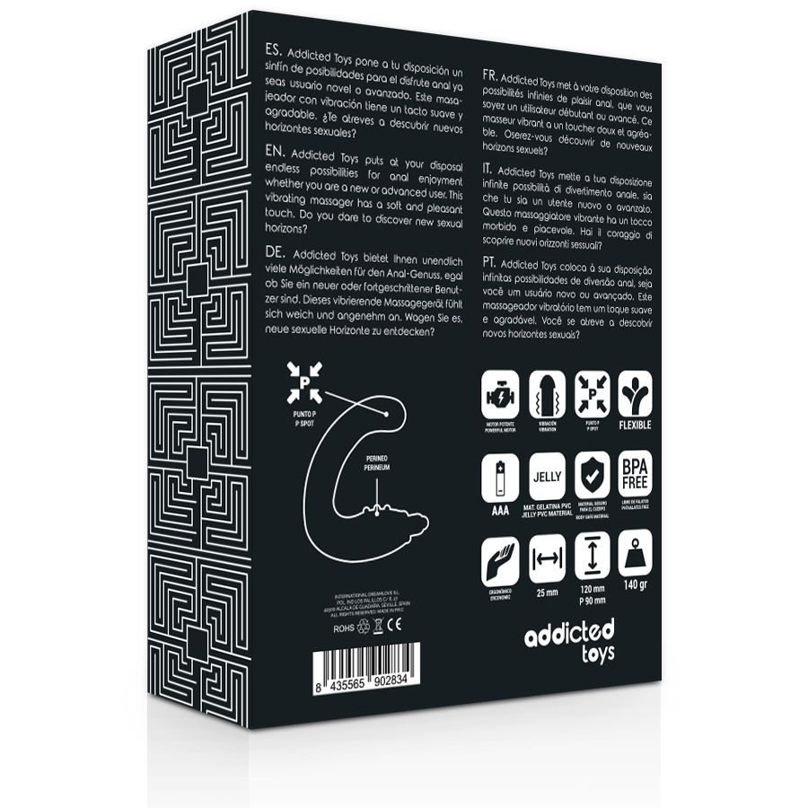 Arrière de l'emballage du produit avec détails techniques, certifications et dimensions.