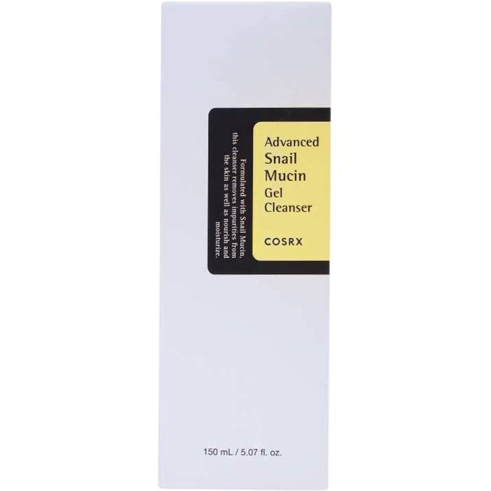 Witte verpakking voor COSRX Advanced Snail Mucin Gel Cleanser, 150 ml.