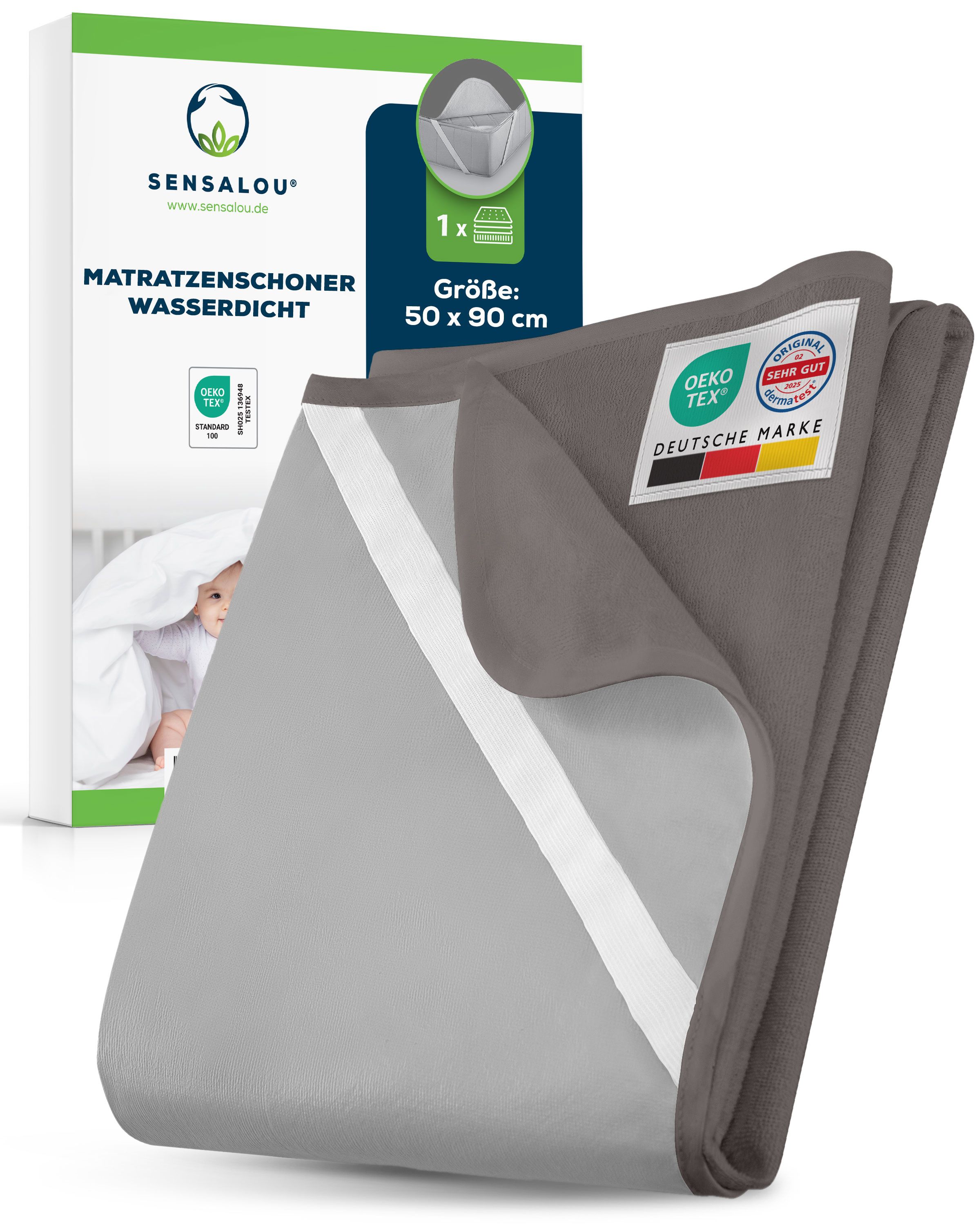Sensalou protège-matelas d’incontinence 50 x 90 en gris
