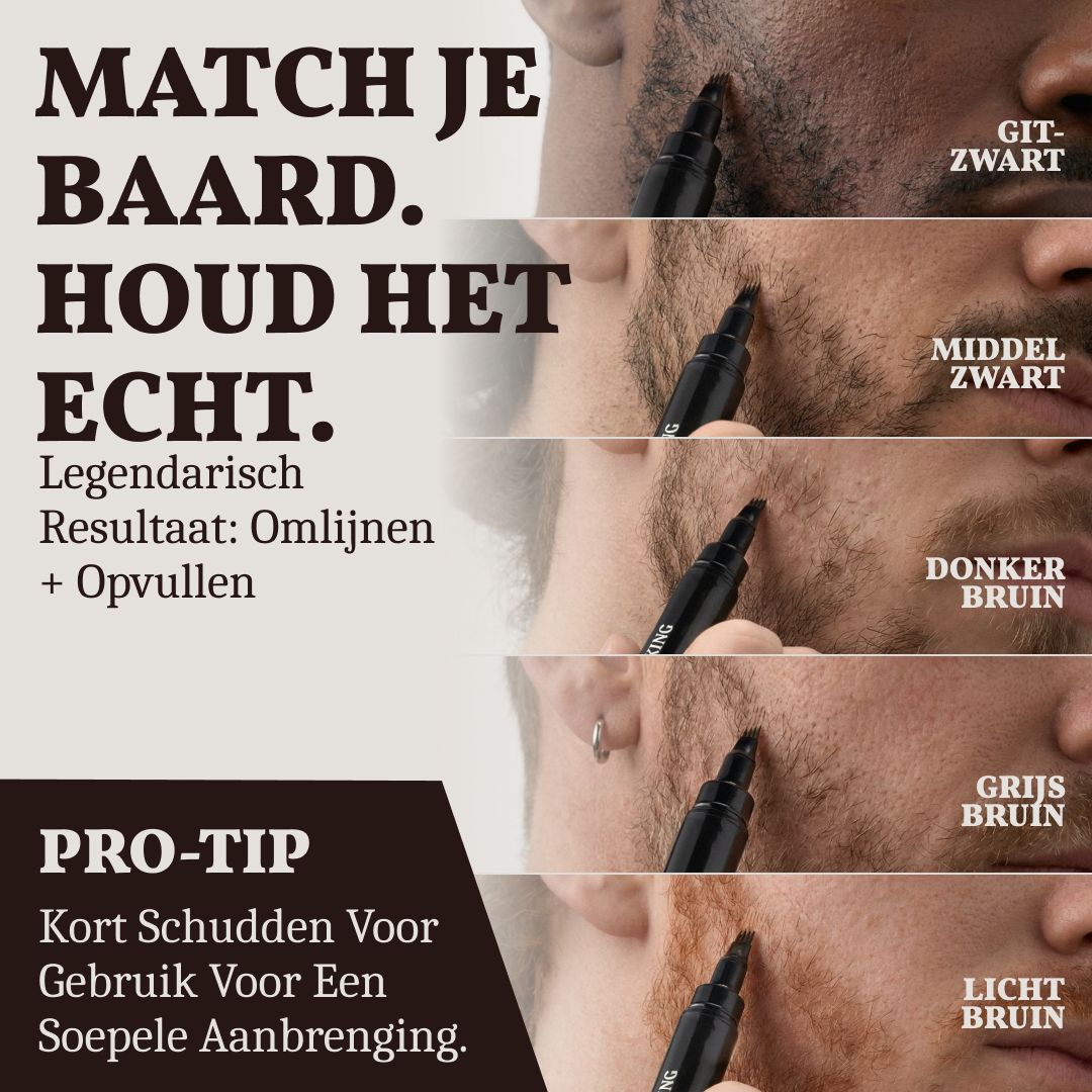 Man met baard wordt behandeld met een baardstiftvuller.