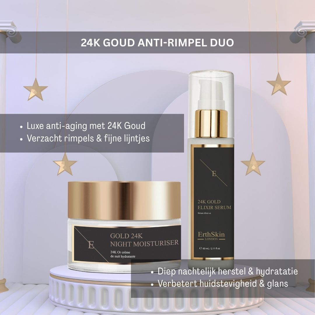 ErthSkin London 24K Goud Anti-rimpel Duo met serum en nachtcrème.