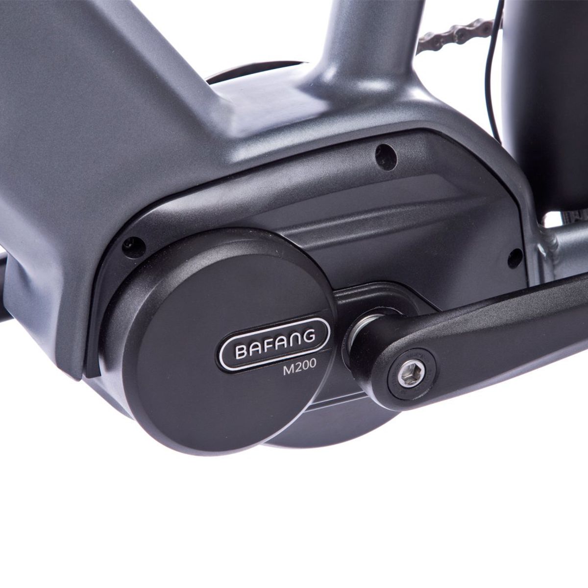 Gros plan sur le moteur d'un vélo électrique. Marque BAFANG M200.
