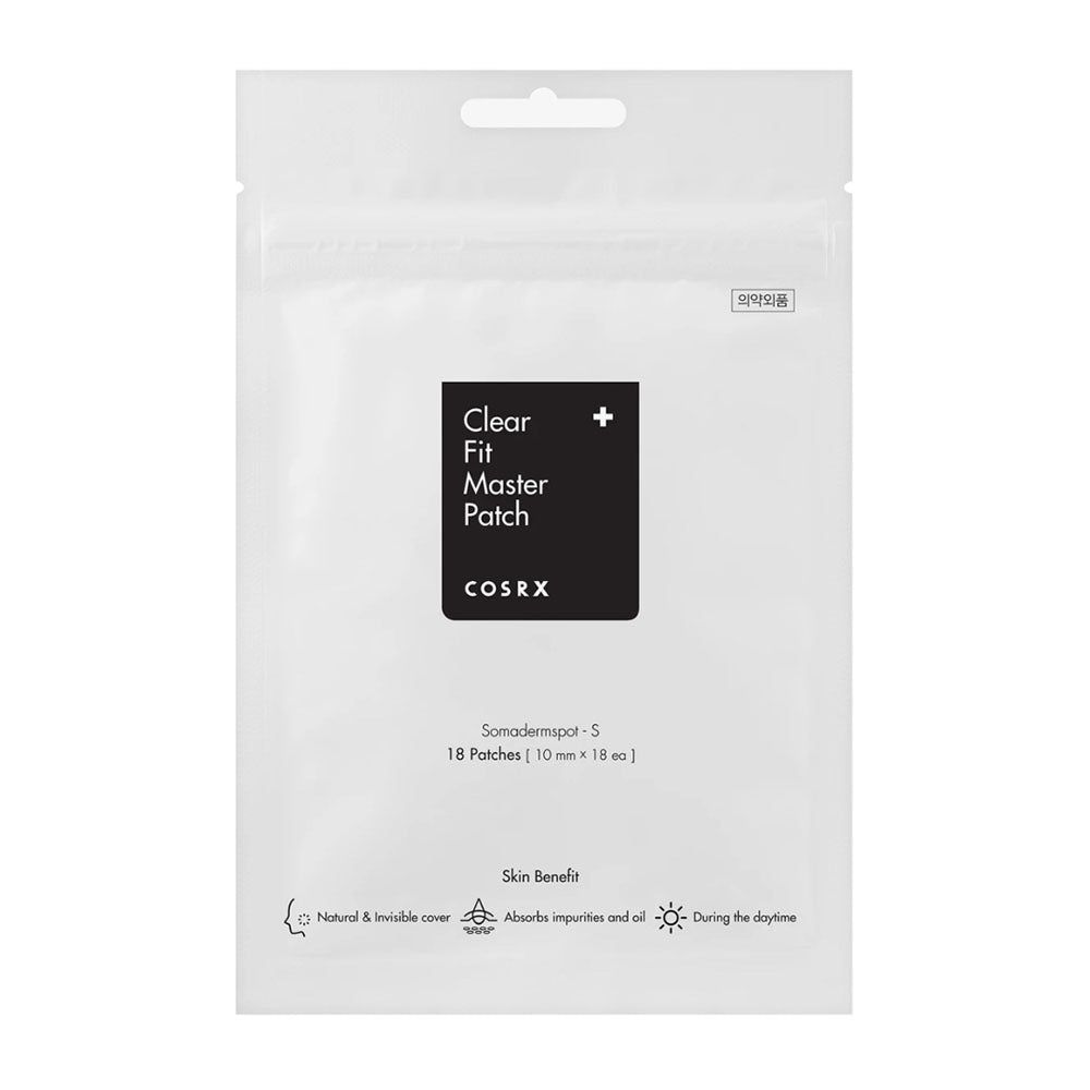 Emballage de COSRX Clear Fit Master Patch, 18 patchs, 10 mm.