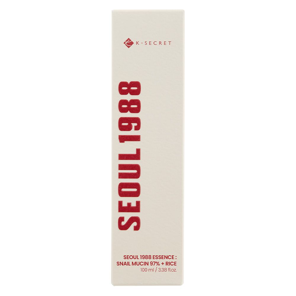 Boîte K-SECRET Seoul 1988 Essence. Boîte beige avec inscription rouge.