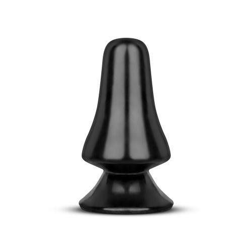 Plug anal noir avec une base large et une forme conique.