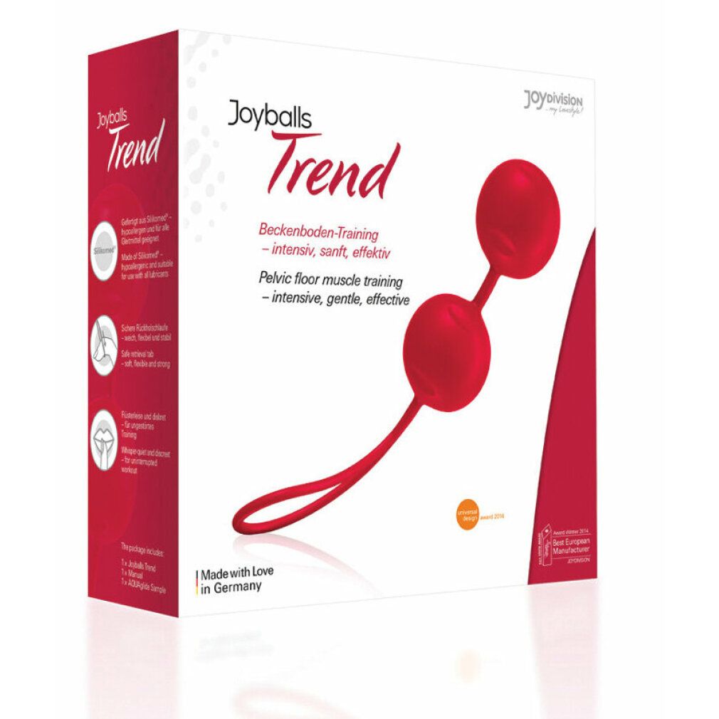 Joyballs® Trend rouge : deux billes rouges avec cordon, pour l'entraînement pelvien.