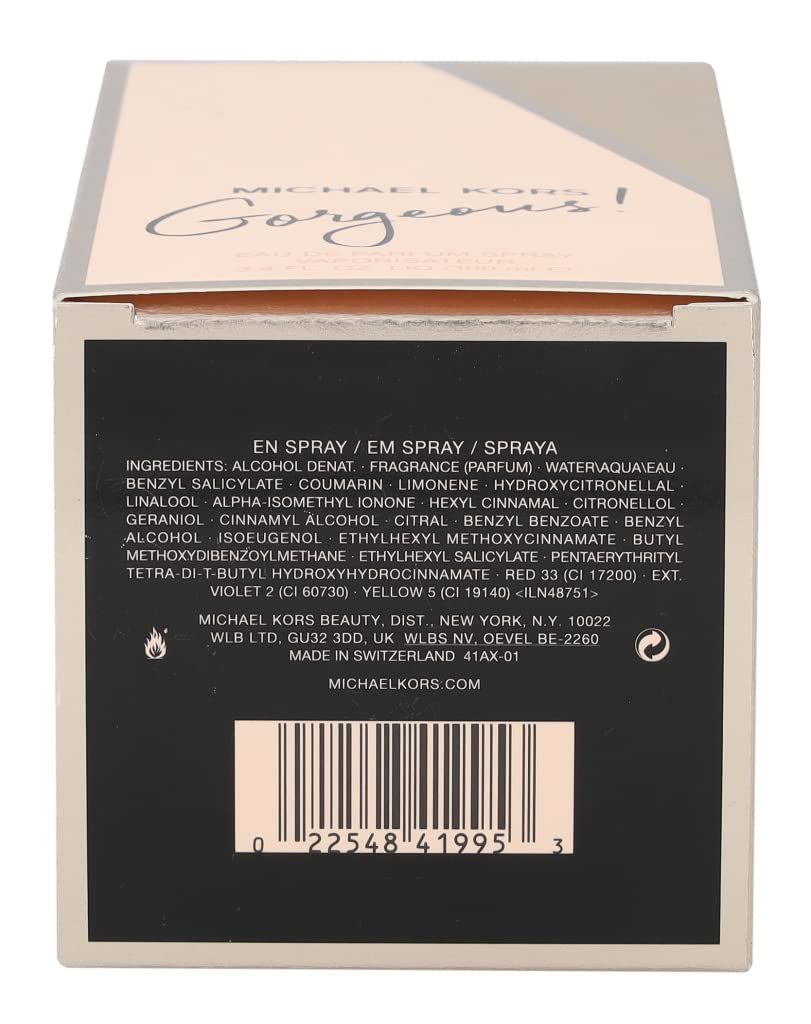 Fles Michael Kors Gorgeous Eau de Parfum met zwarte dop.