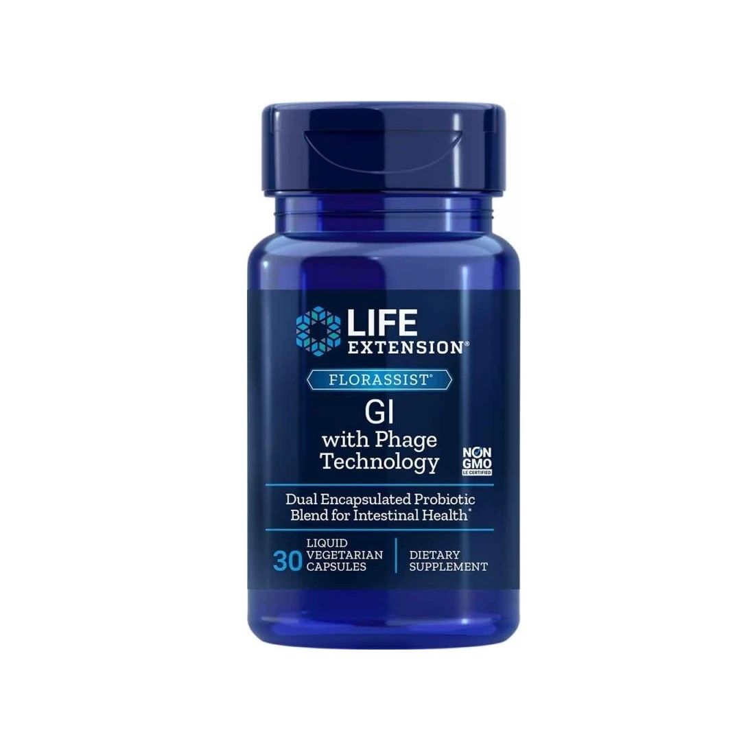 Life Extension Florassist GI fles met 30 vegetarische capsules.
