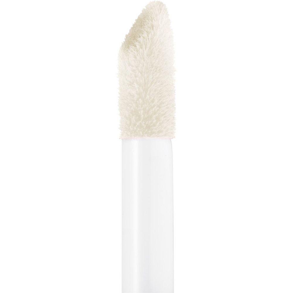 Close-up van een witte lipgloss applicator. De applicator heeft een zachte punt.