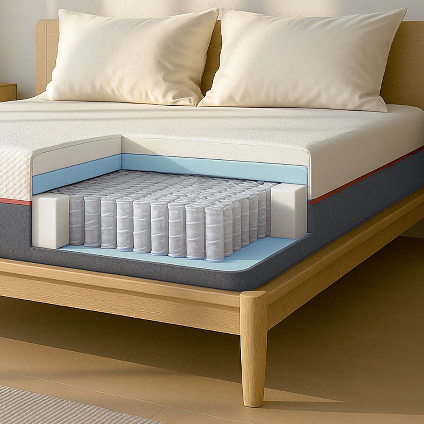 The White Stone Matras 90x190 Pocketveren en Memory Schuim | Hoogte 30 cm