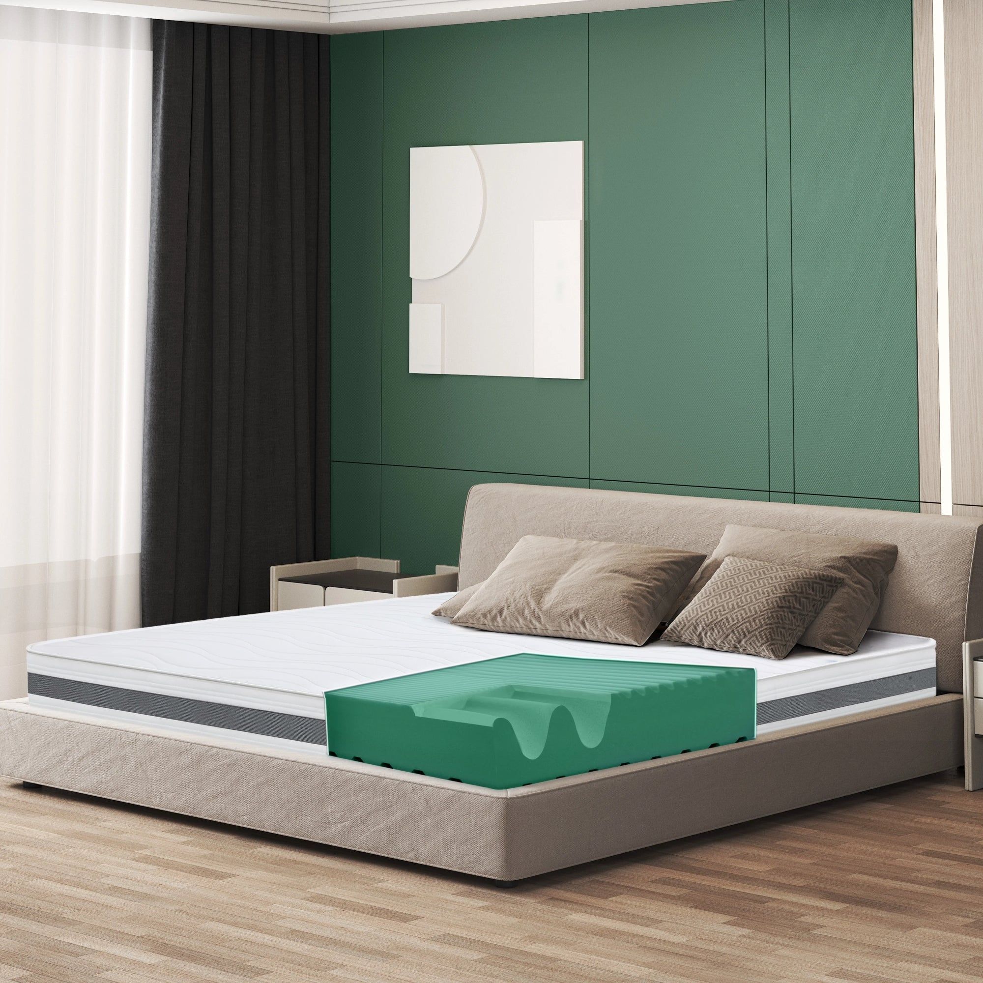The White Stone Matras 80x200 cm Antibacterieel Schuim | Hoogte 16 cm | 3D Air Hypoallergeen Hoes