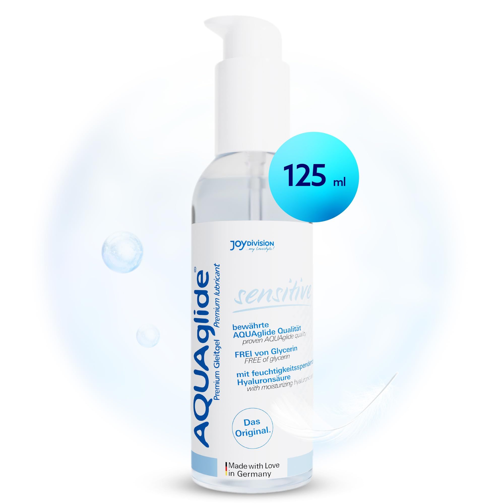 Flacon pompe Joydivision AQUAglide Sensitive lubrifiant, 125 ml.