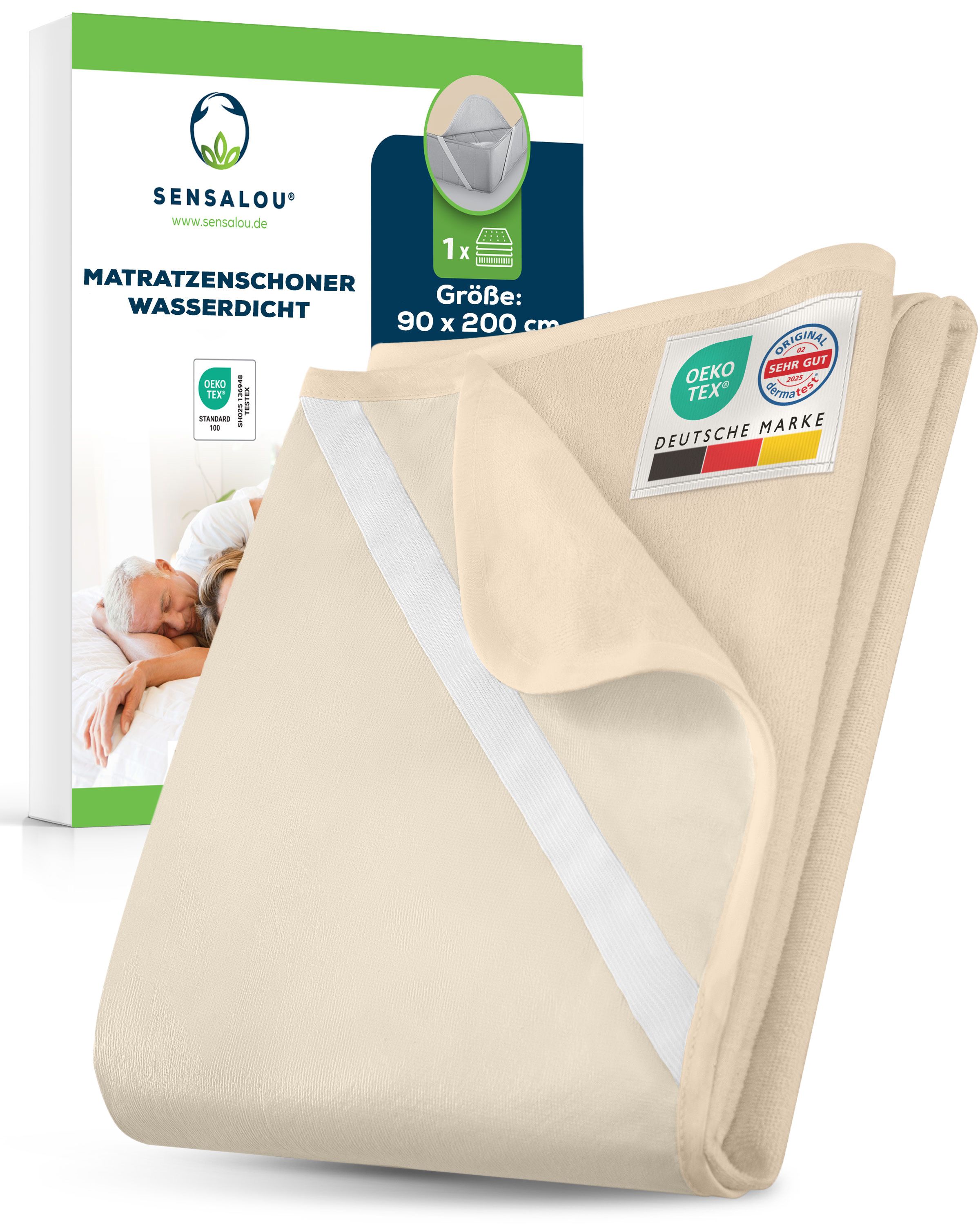 Sensalou incontinentie matrasbeschermer 90 x 200 in beige