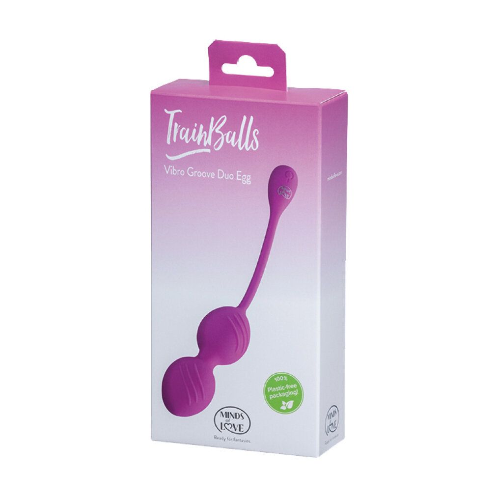 Emballage avec nom du produit et logo. Duo-œuf violet. Emballage sans plastique.