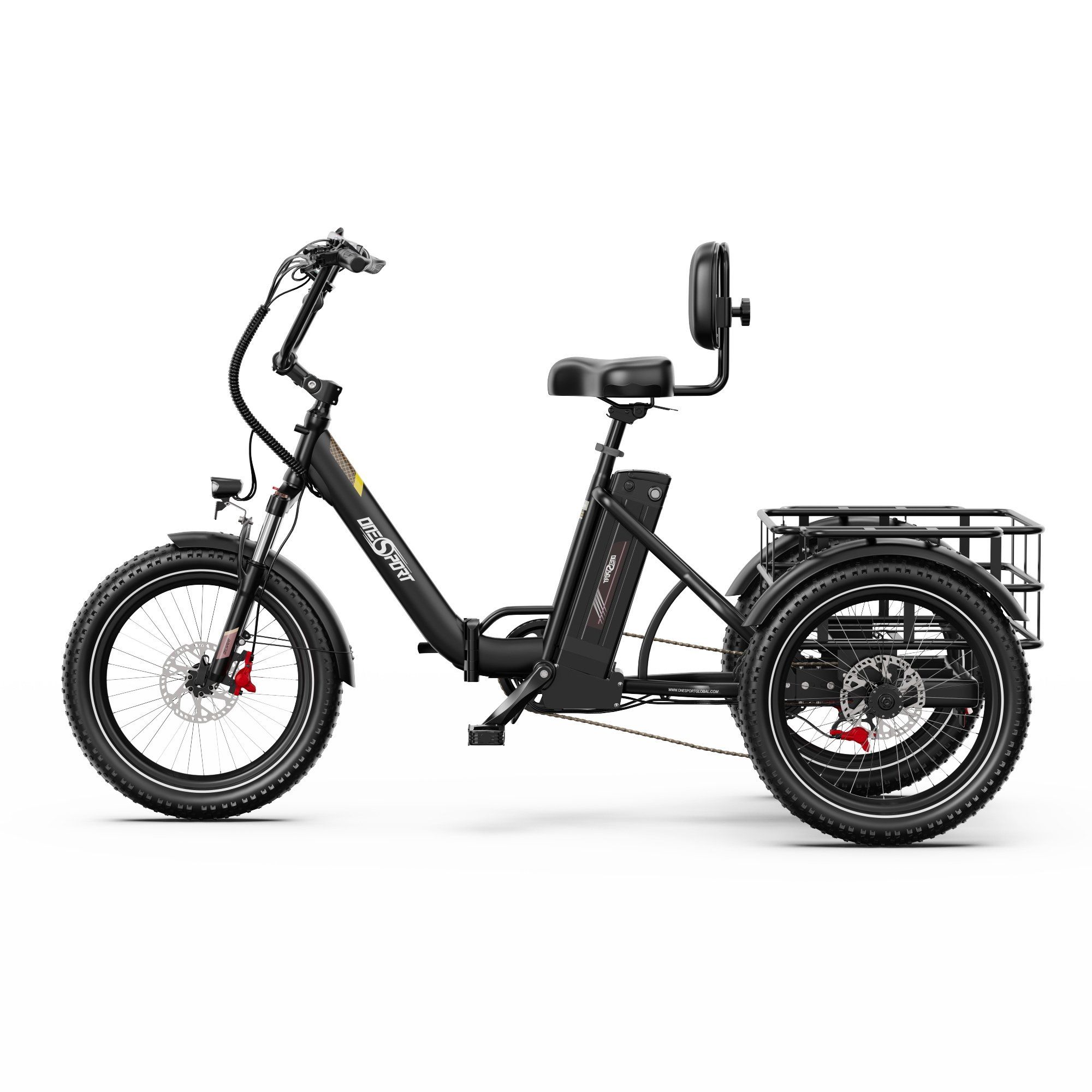 ONESPORT OT30 PRO Vélo cargo électrique à trois roues- Moteur 500 W, batterie 48 V 18 Ah