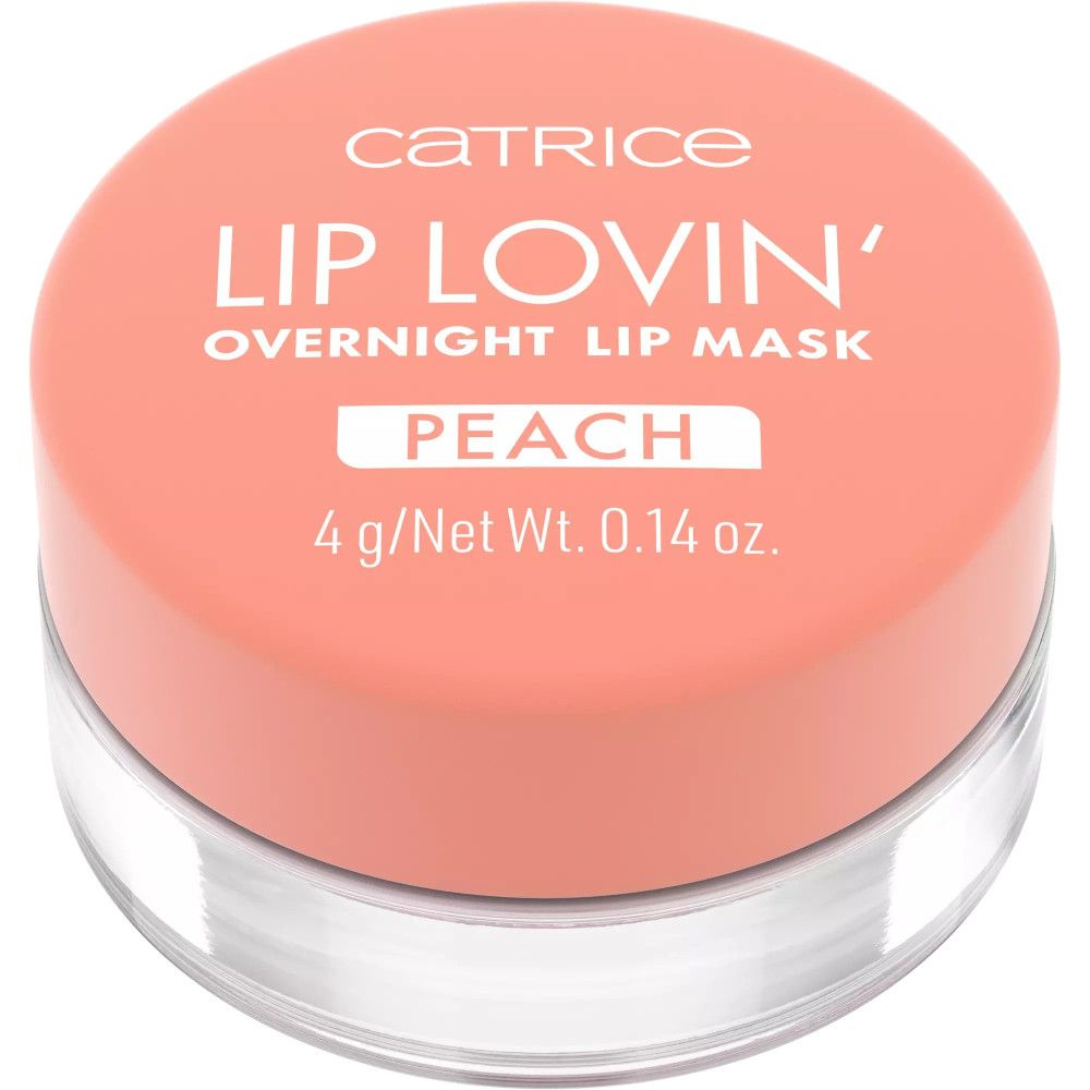 Pot fermé de Lip Lovin' Übernacht Lippenmaske. Couvercle avec infos produit. Récipient transparent.