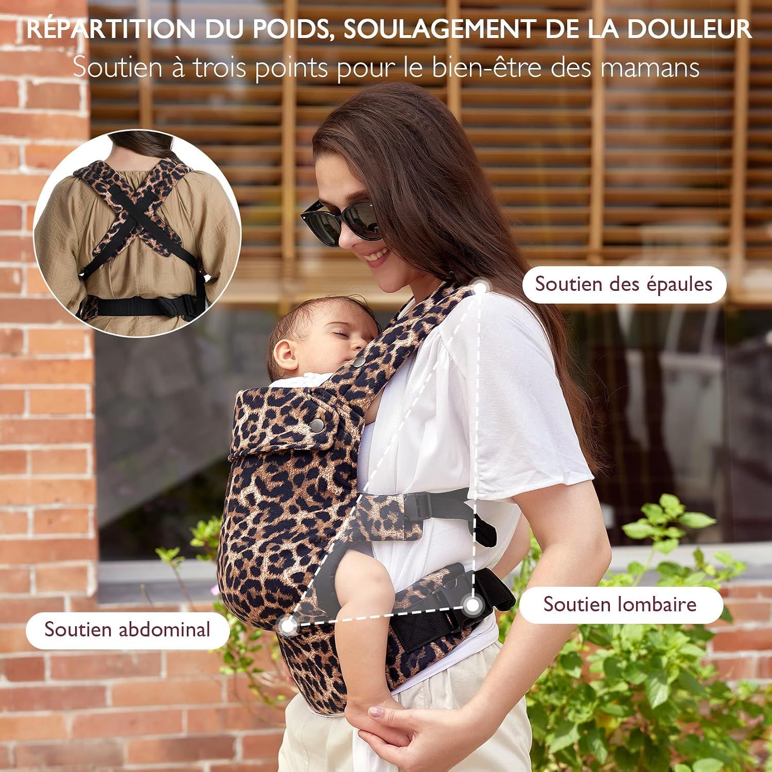 Momcozy Porte-Bébé – Léger & Respirant Léopard