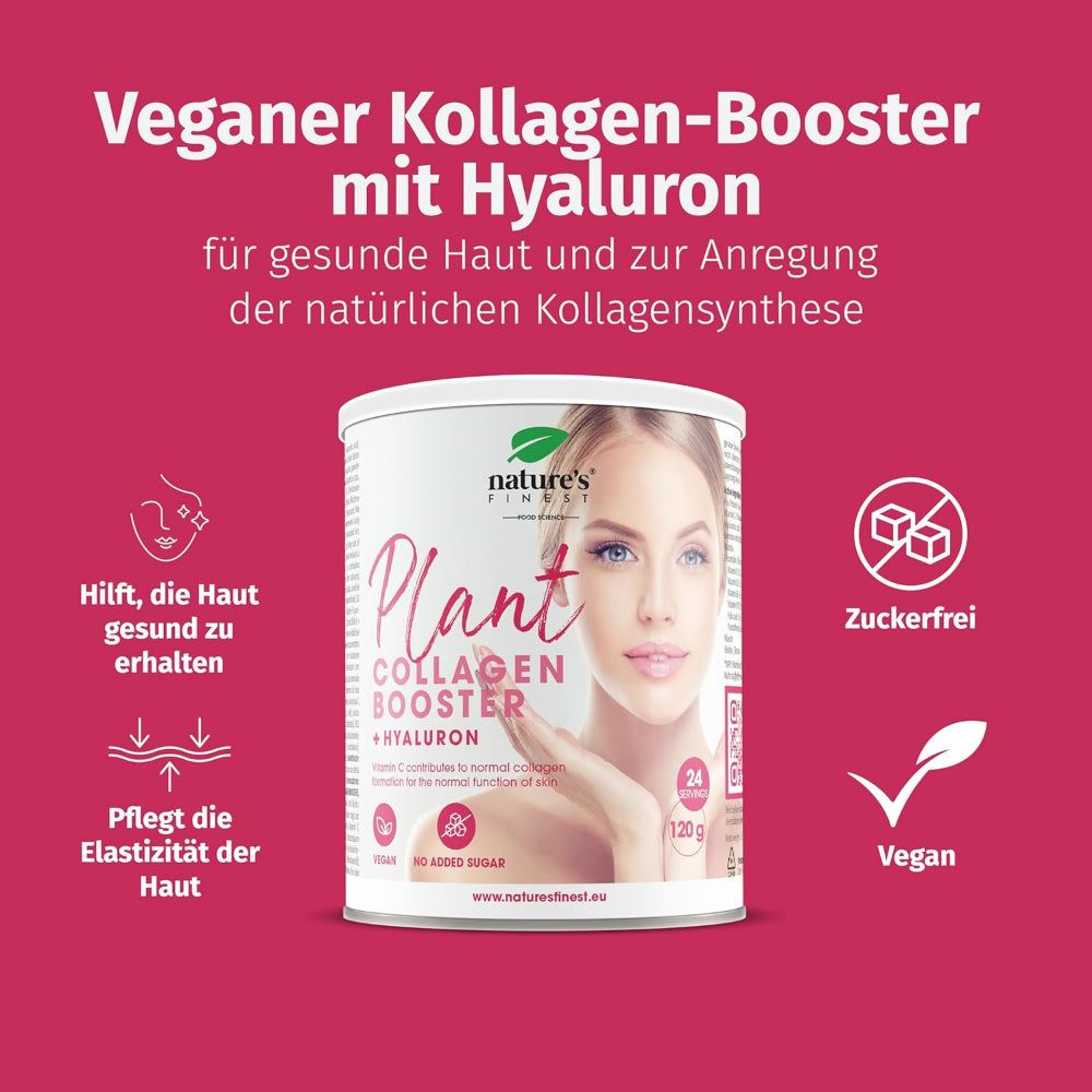 Nature's Finest Vegan Collagène Booster avec acide hyaluronique & biotine