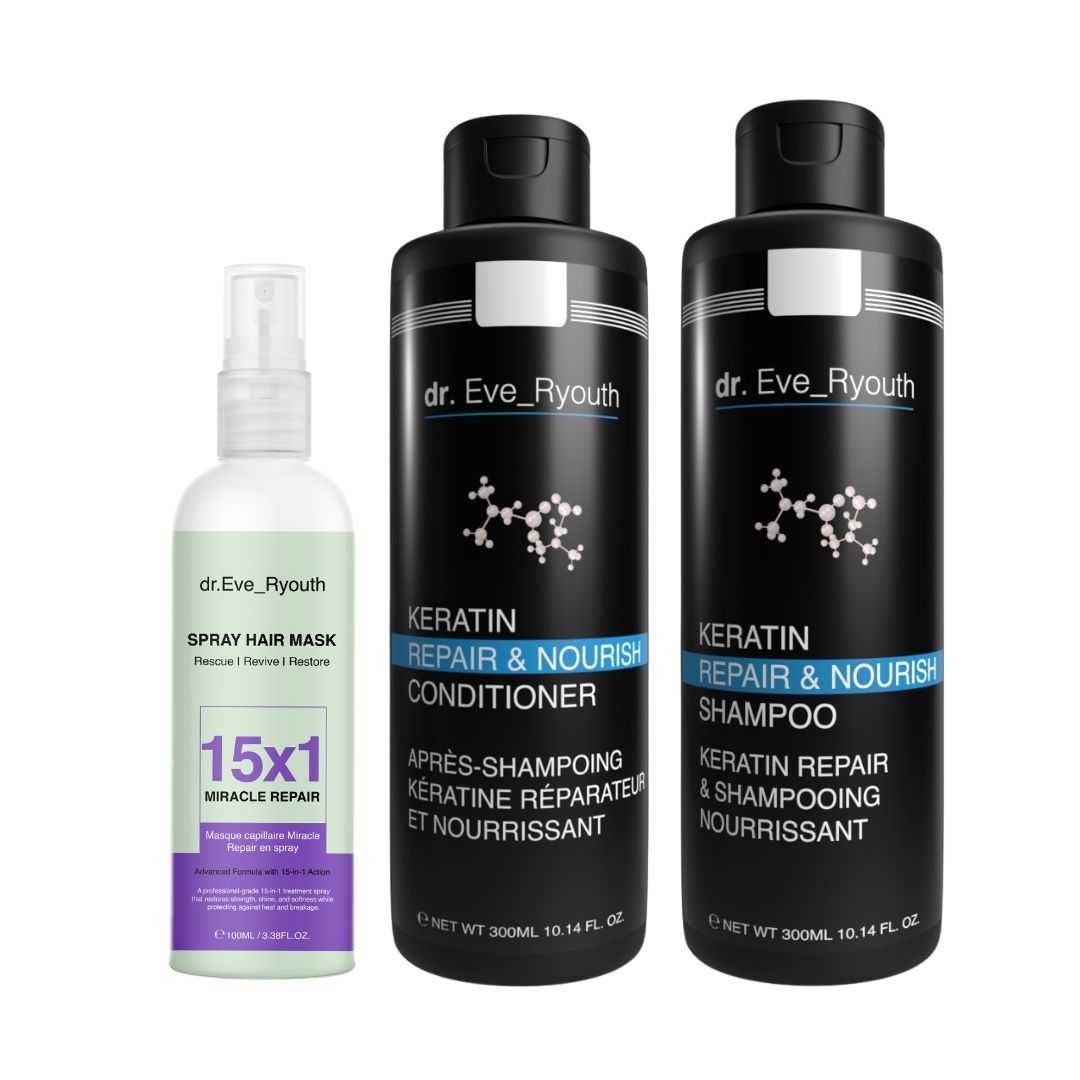 Dr. Eve_Ryouth Keratine Shampoo + Conditioner + Wonder Repair Spray