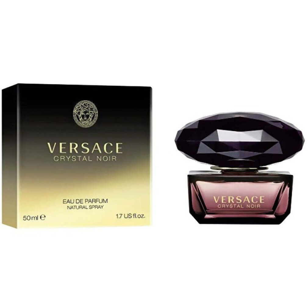 Versace Crystal Noir Eau de Parfum 50ml flesje en goud-zwarte verpakking.