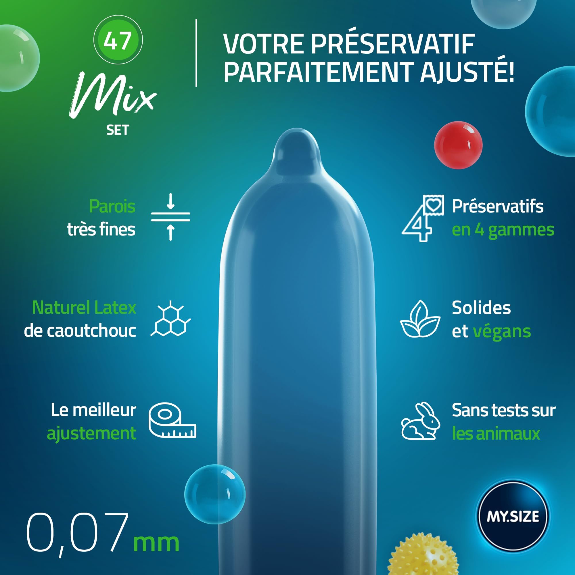 MY.SIZE Mix Préservatif Set Taille 1 47mm
