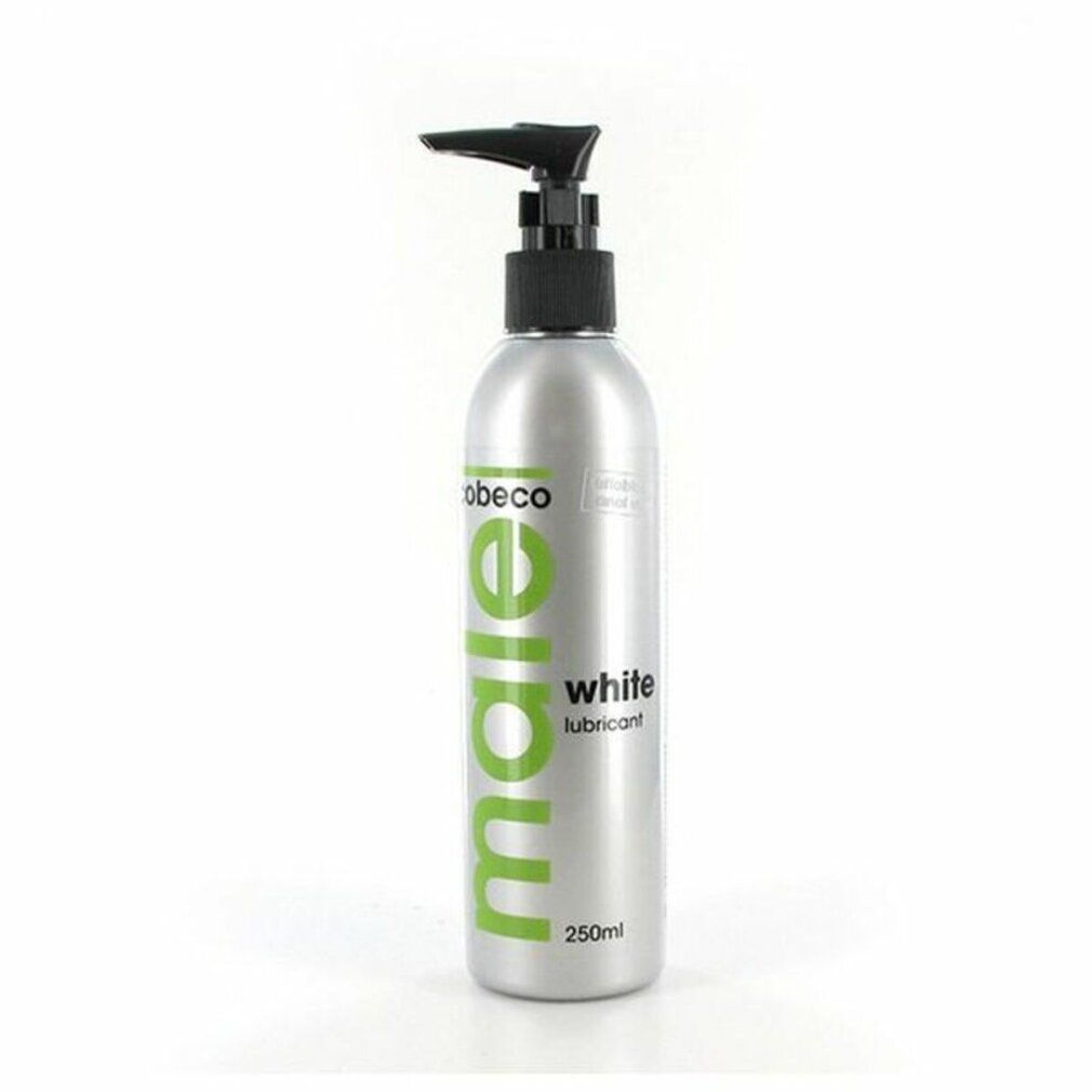 Lubrifiant Cobeco Male White dans une bouteille argentée avec pompe, 250ml.