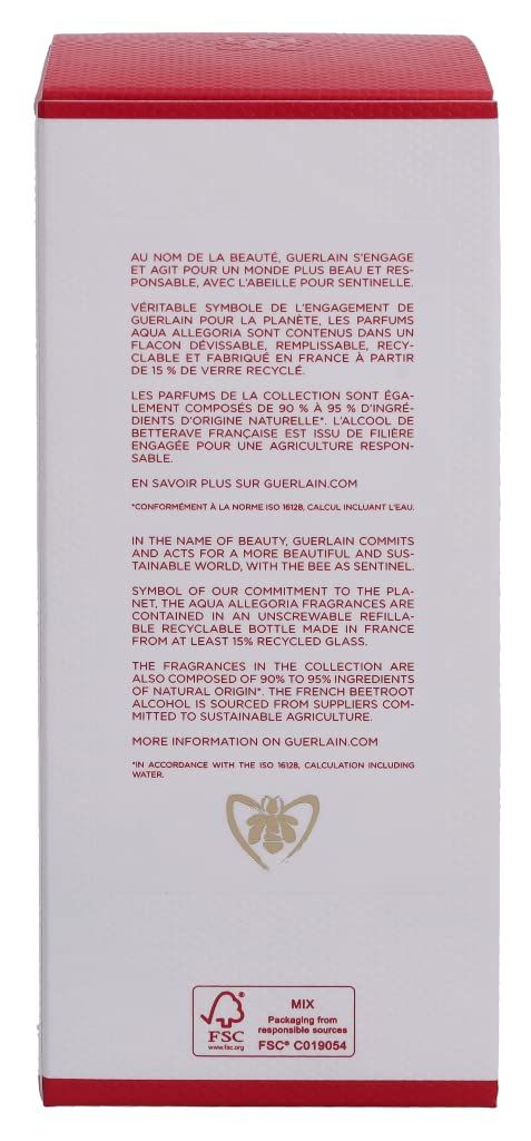 Achterkant van de witte rechthoekige doos. Tekst over duurzaamheid en ingrediënten.