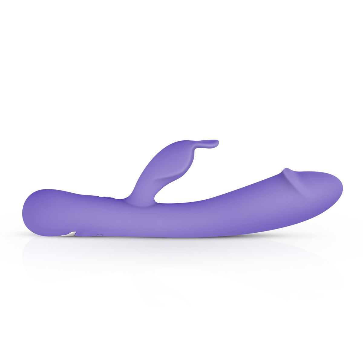 Paarse vibrator met konijnenoren. Op witte achtergrond.