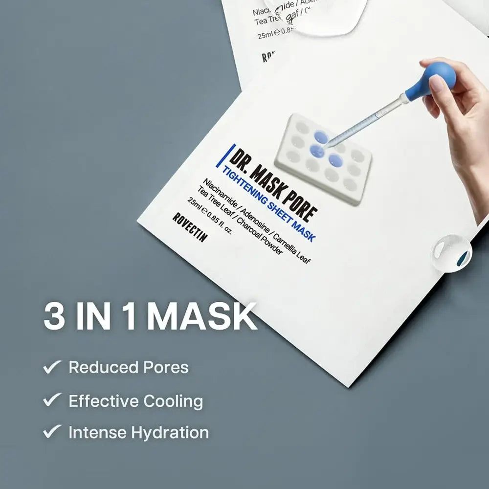 ROVECTIN DR. Mask Pore: 3-in-1 masker voor verminderde poriën, verkoeling en hydratatie.