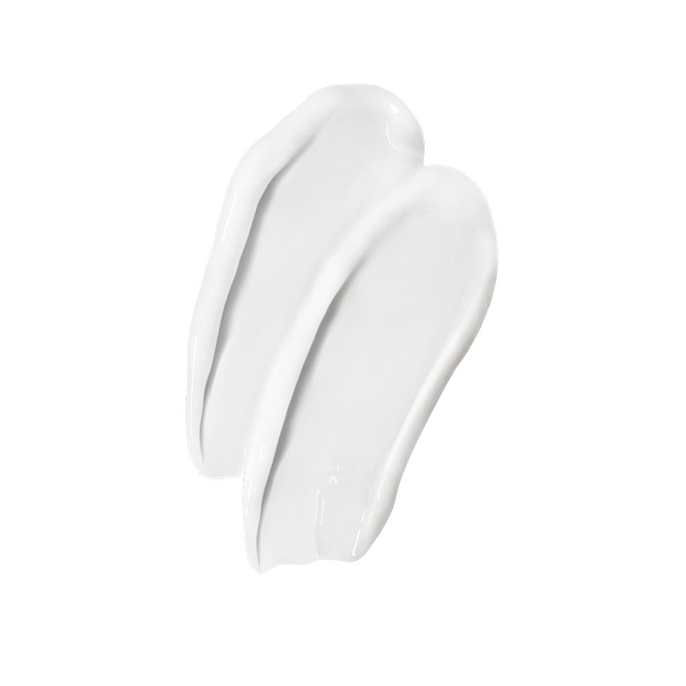 Twee witte crème strepen op een witte achtergrond.