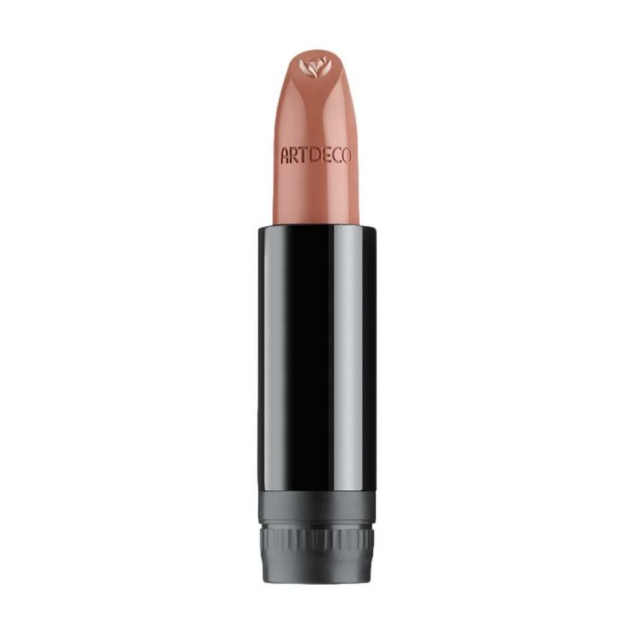 Lipstick navulling, lichtbruine kleur. Zwarte huls met ARTDECO-opschrift. Bovenkant met logo.