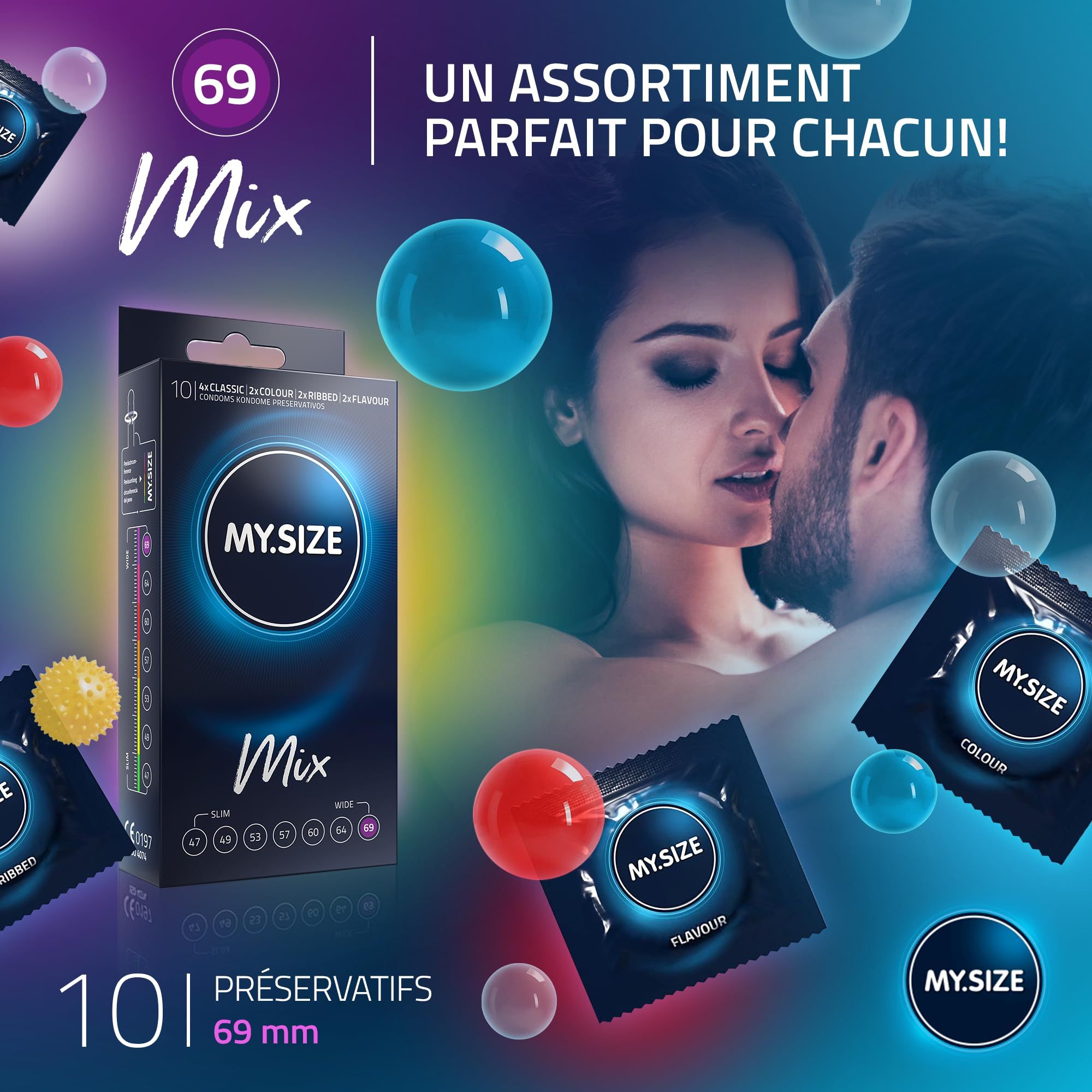 Préservatif MY.SIZE taille 69mm: Fin, latex, bon ajustement, 0,07mm.