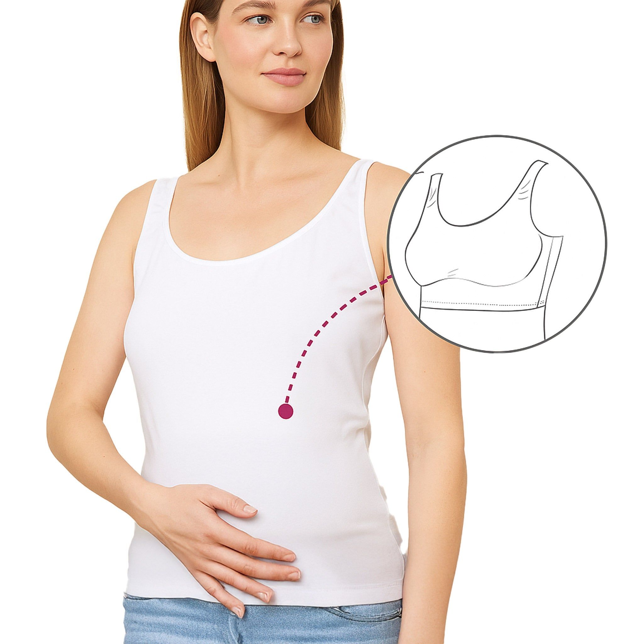 MYSANITY Débardeur de maternité en coton extensible avec soutien-gorge, blanc