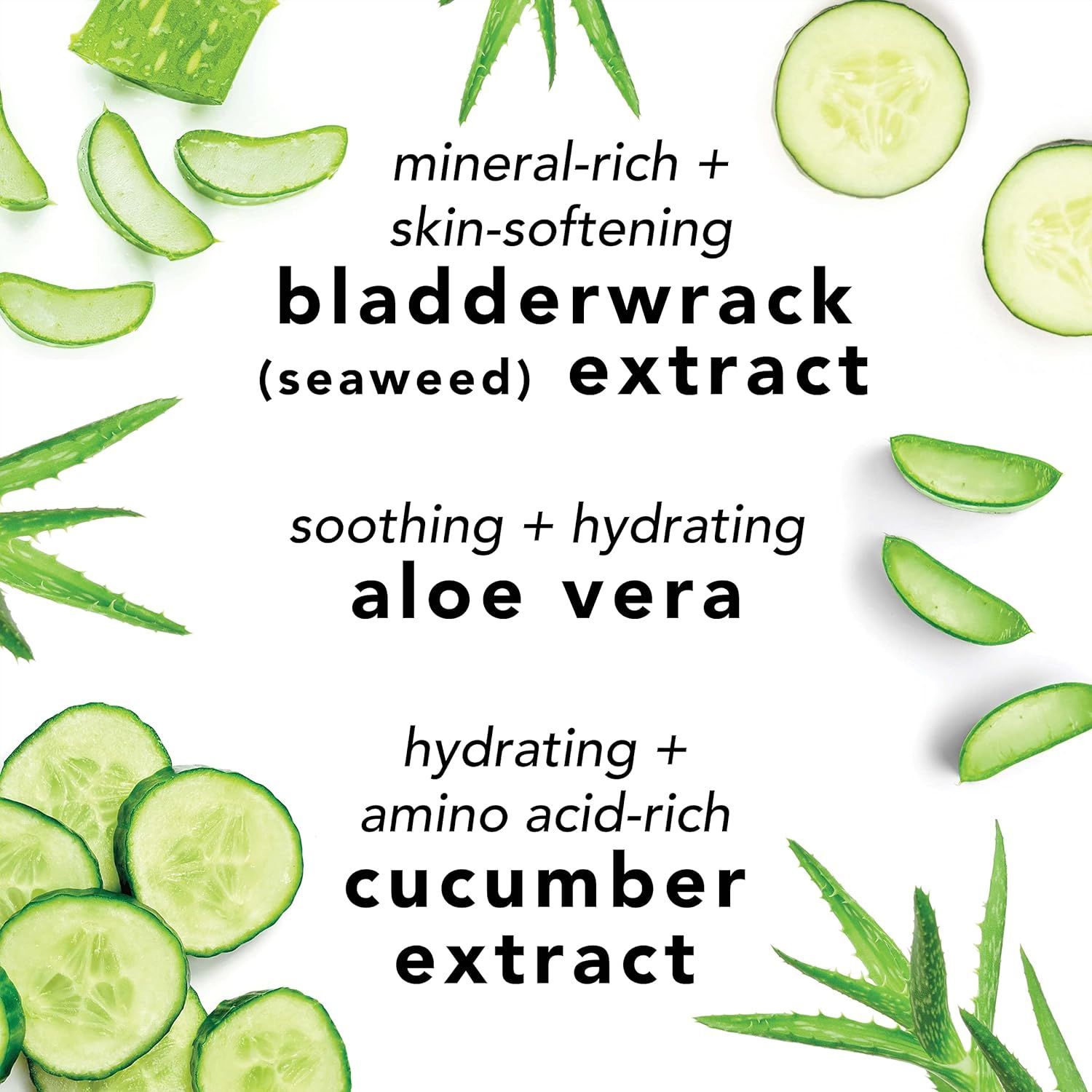 Ingrediënten: Aloë Vera, komkommerextract, zeewierextract, groene thee.
