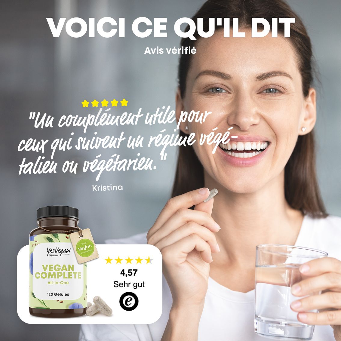 Bouteille de 120 gélules végétaliennes, Multivitamines tout-en-un, avec sceau.