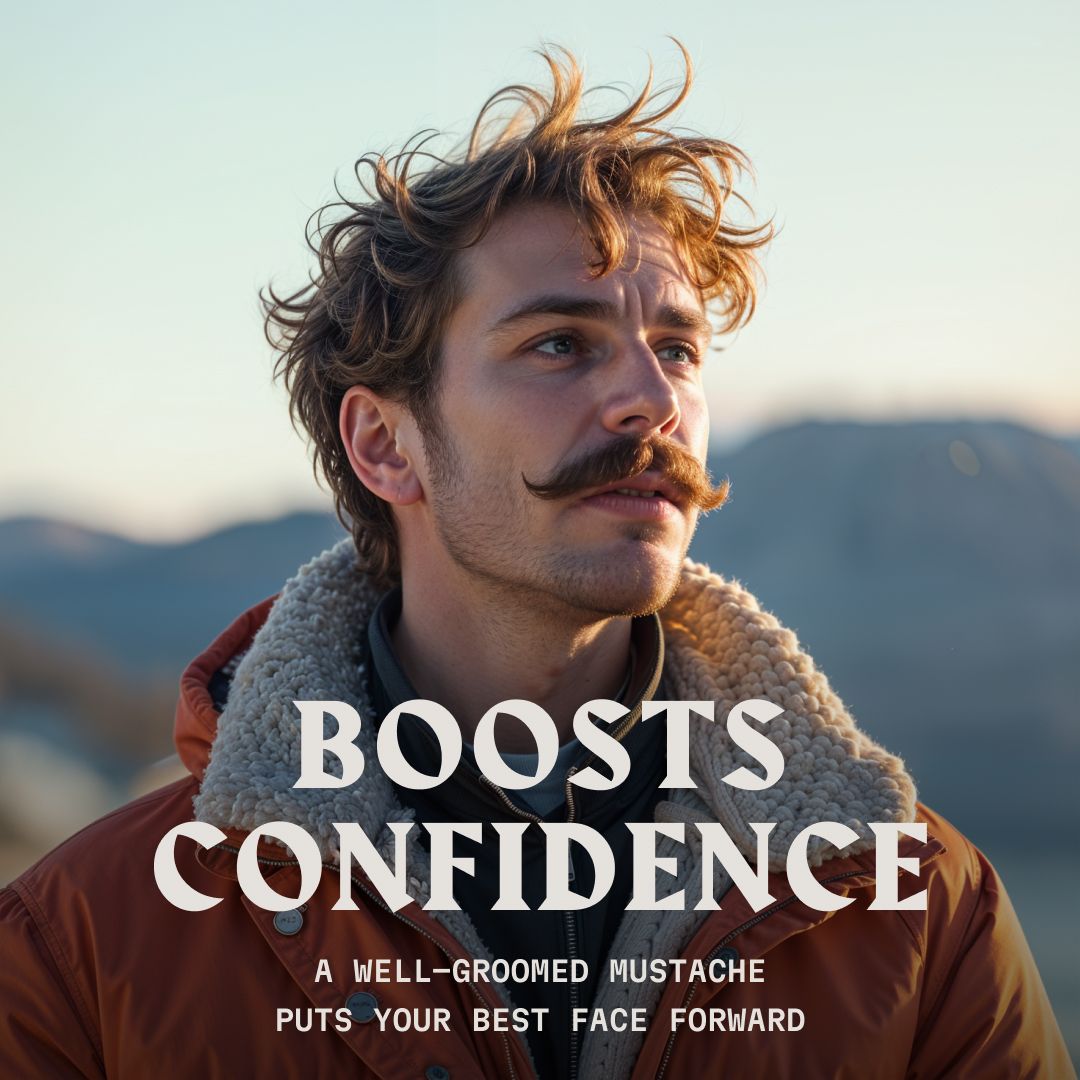 Homme avec une moustache et une barbe bien entretenues.