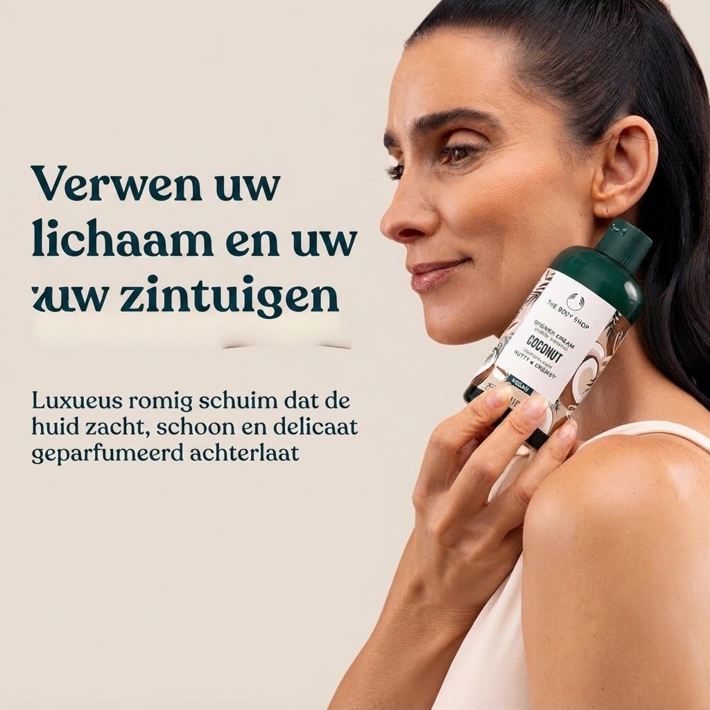 The Body Shop Douchecrème Kokos, 250 ml, vegan.
