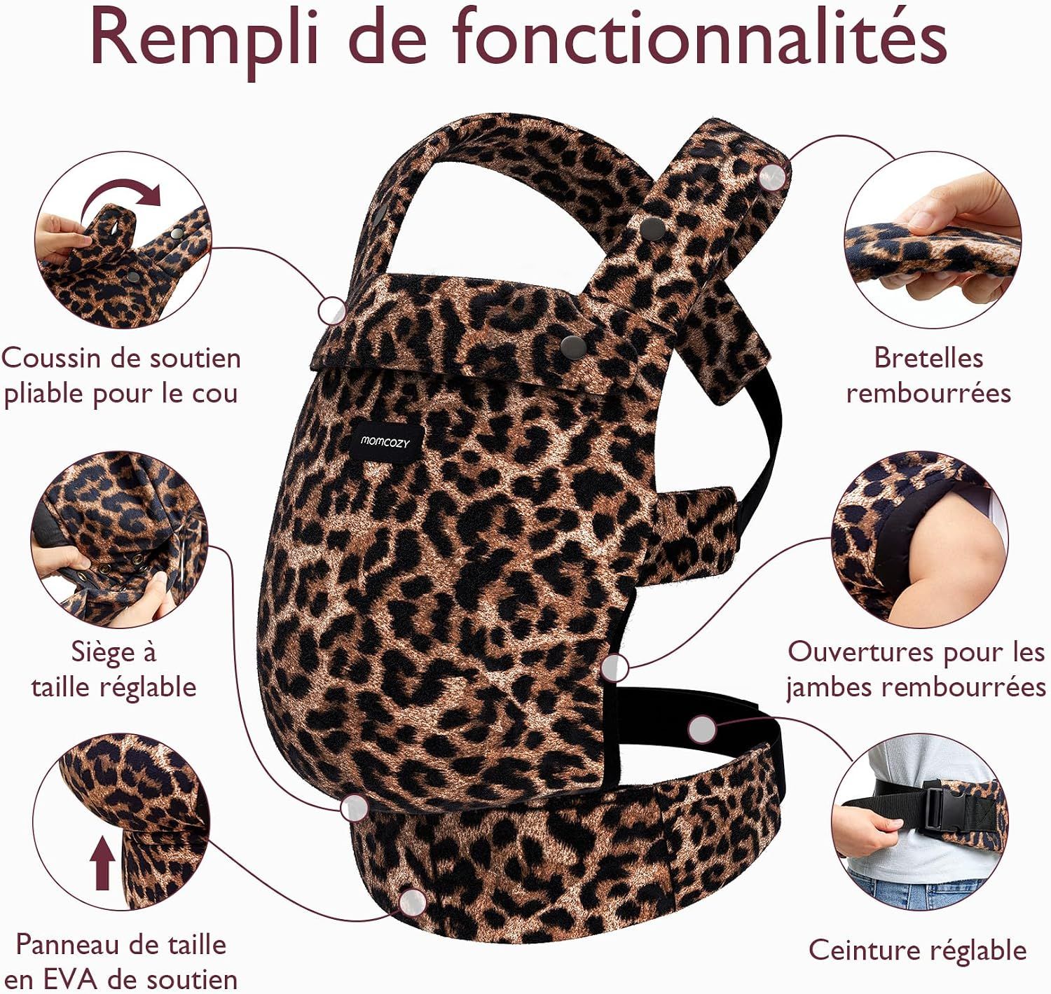 Momcozy Porte-Bébé – Léger & Respirant Léopard