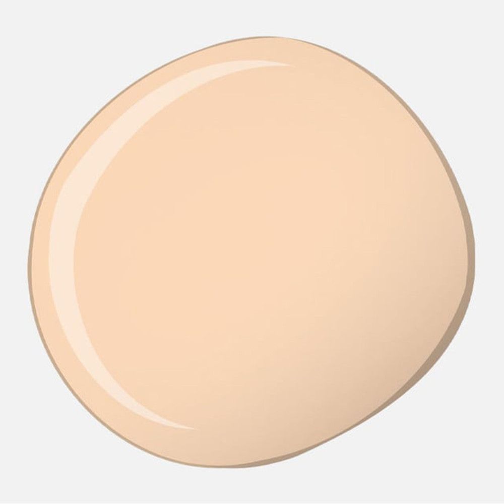 Tache de couleur beige ovale. Surface brillante. Texture crème claire. Sur fond clair.