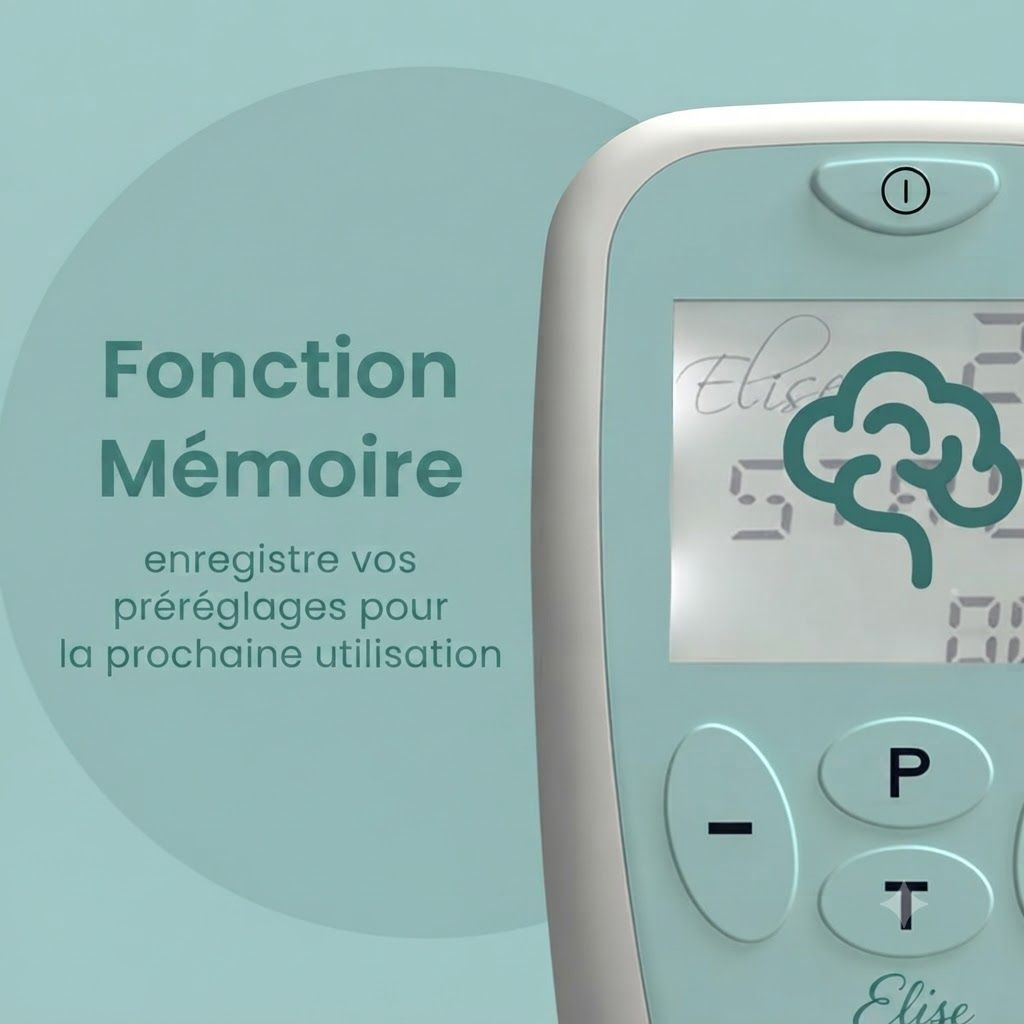 Appareil médical avec écran numérique, icône de cerveau et boutons.