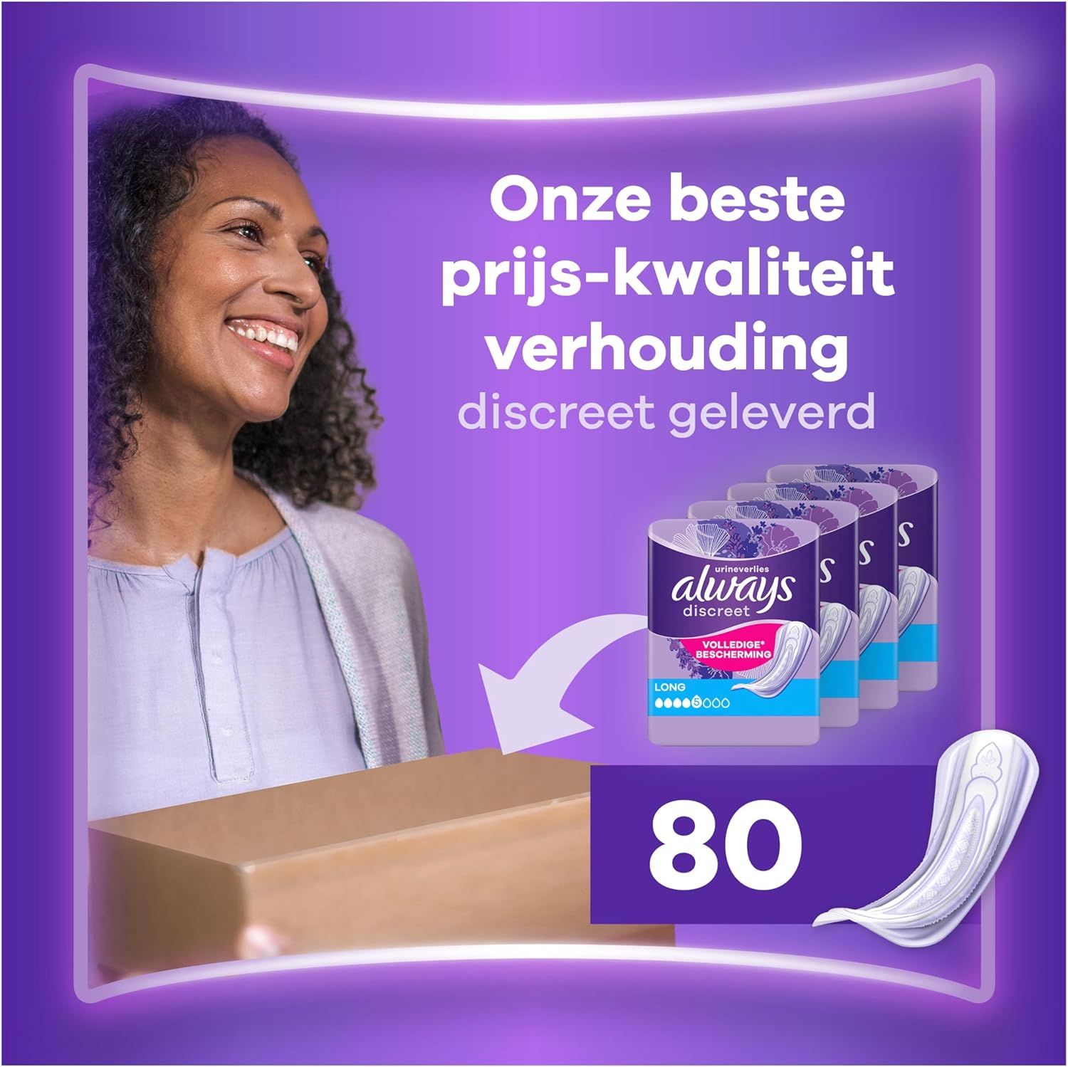 Always Discreet Inlegkruisjes, 80 stuks. Discreet en met volledige bescherming.