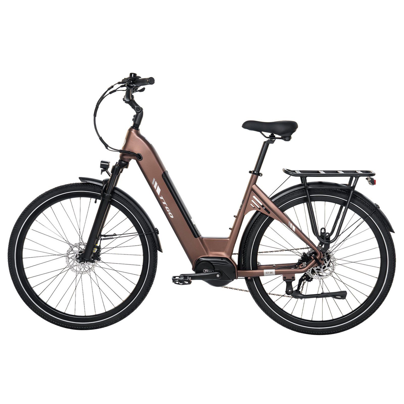 TTGO C7 SE Vélo électrique, 36 V 18 Ah, grande autonomie, avec moteur central Bafang