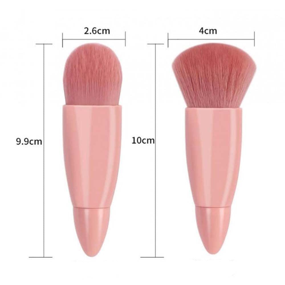 Deux pinceaux de maquillage roses avec dimensions : 9,9 cm, 2,6 cm et 10 cm, 4 cm.
