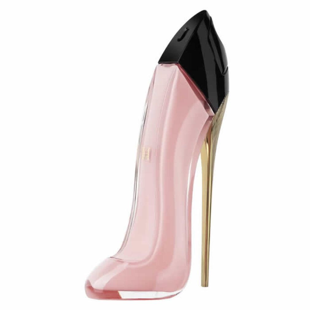 Carolina Herrera Good Girl Blush damesparfum in roze pumpfles met zwarte dop en gouden hak.