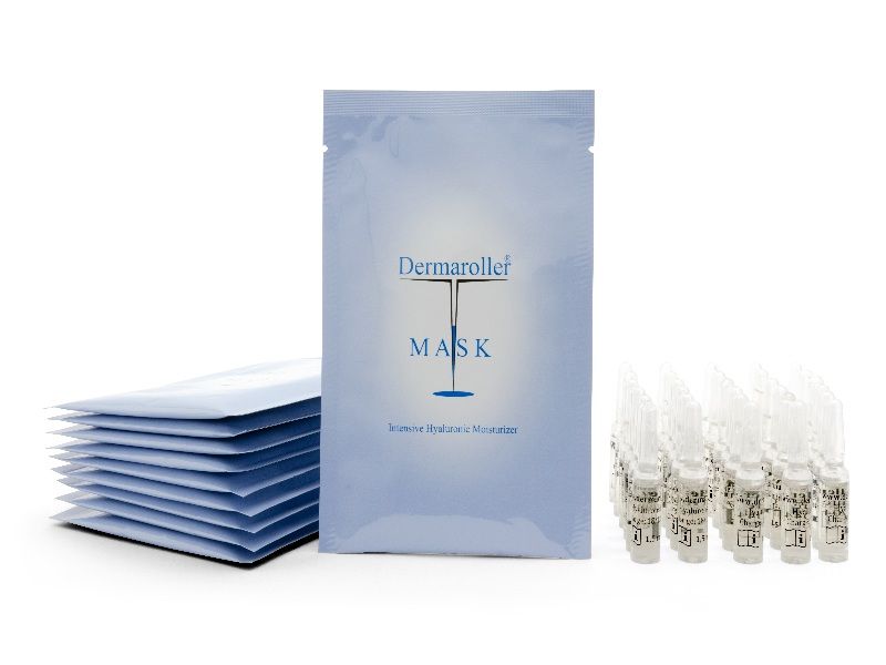 Masque Dermaroller et ampoules d'acide hyaluronique.