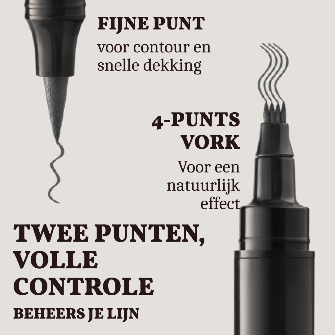 Close-up van baardstiftpunten: fijne punt en vorkpunt.