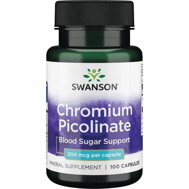 Fles Swanson Chromium Picolinate 200 mcg, 100 capsules.